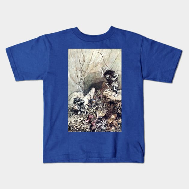 Alberich Drives the Nibelung - Arthur Rackham Kids T-Shirt by forgottenbeauty